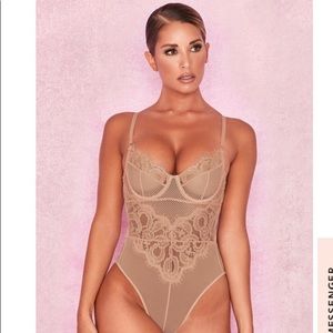 NWT House of CB Nadia Bodysuit in Tan